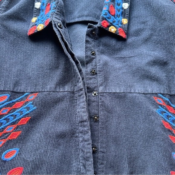 FARM RIO Embroidered Corduroy Jumpsuit in Navy Blue Size XL - Picture 8 of 10